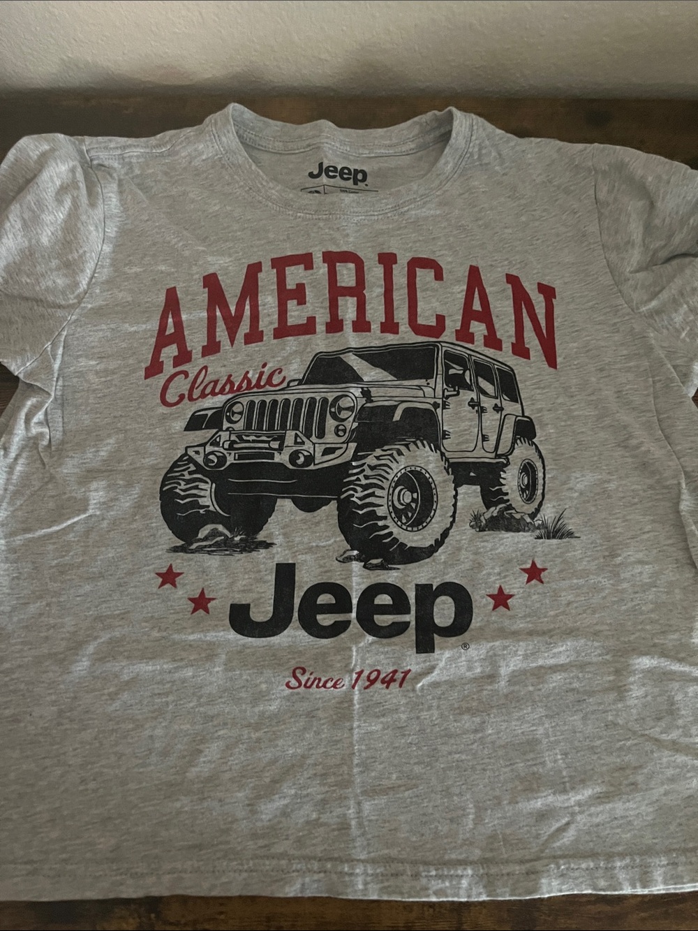 Jeep Gray Tee with Red & Black American Graphic